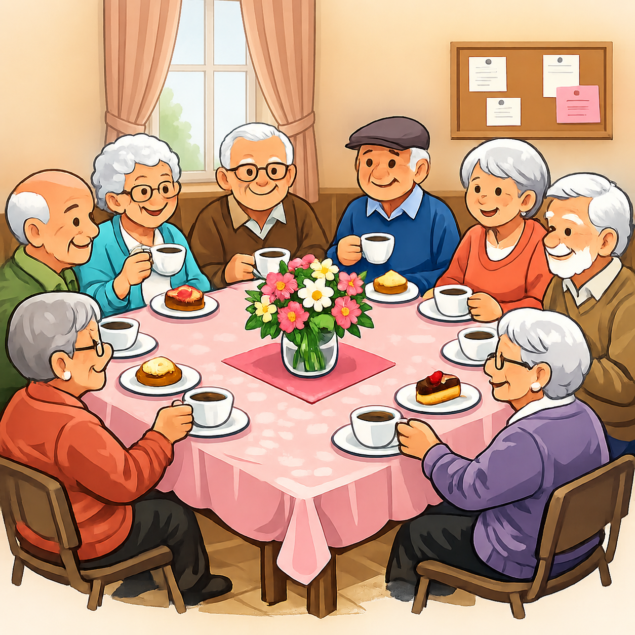 senioren rond tafel
